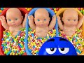 4 Minutes Satisfying with Full of 3 Rainbow BathTubs Candy with M&amp;M's &amp; Magic Slime Cutting Video