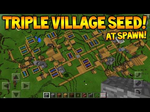TRIPLE VILLAGE AT SPAWN!! Minecraft Pocket Edition 0.14.3 Seed - 4