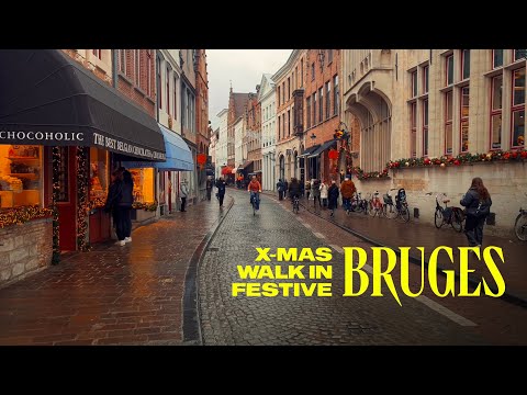 Christmas Time in Bruges, Belgium Walking Tour - 4K
