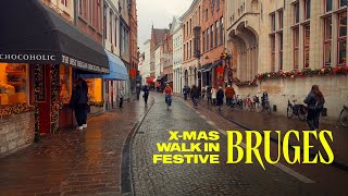 Christmas in Bruges, Belgium Walking Tour - 4K