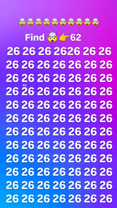 find the number 62#viral #quiz #eyes test#facts #subscribe
