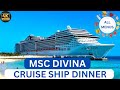 Msc divina cruise ship dinner main dining room food with all menu items