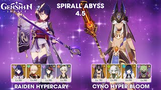Raiden Shogun Kazuha Hypercary and Cyno Nahida Yelan Hyperbloom | Genshin Impact | Spirall Abyss 4.5