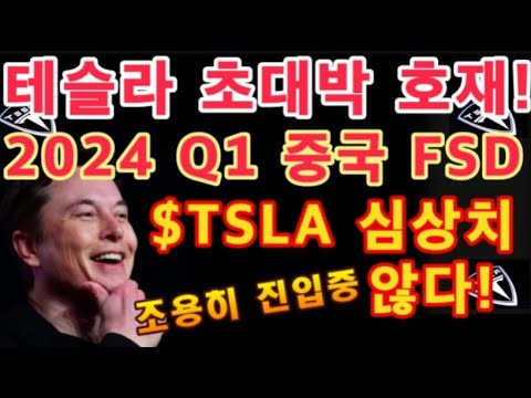 테슬라 초대박 호재 TSLA 유리한 흐름 2024 Q1 중국 FSD 출시 TSLA 심상치 않다 테슬라 투자 Tesla 주가 TSLA 나스닥 차트 체크 