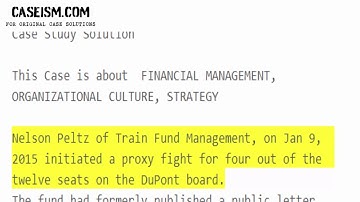 Proxy Contest at DuPont  Case Study Help - Caseism.com