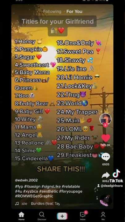 names to call your girlfriend