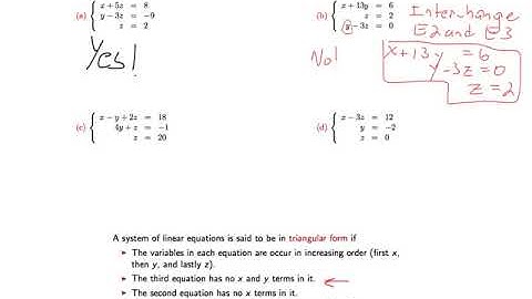 8.1 Determining Whether a Linear System is in Triangular Form