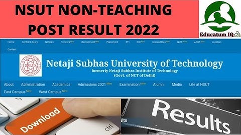 NSUT Non Teaching Post result 2022 /NSUT Result 2022 Out #nsut #result