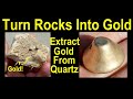 Crushing gold ore to make gold and then cash in - pour big gold from metal detecting rich gold ore