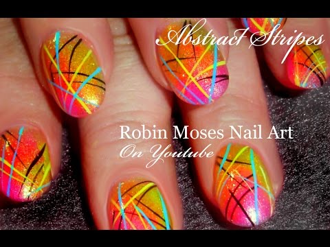 Easy Rainbow Stripe Nails | Abstract Neon Nail Art Design - YouTube