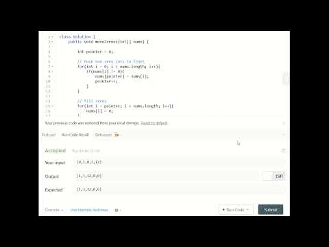 LeetCode 283. Move Zeroes SOLUTION