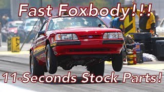 5.0 Mustang LX Foxbody Runs 11s With Mostly Stock Parts!  How's He Do It?