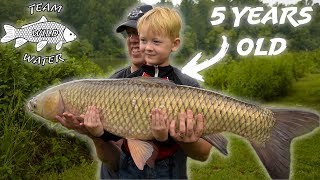 5yr OLD CATCHES MONSTER FISH OUT OF POND!!! Ft. Catfish and Carp