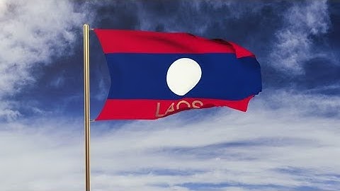 4K Laos flag with title waving in the wind. Looping sun rises style. Animation loop Stock video