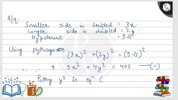 The hypotenuse of a right triangle is \( 3 \sqrt{10} \mathrm{~cm} \). If the smaller leg is trip...