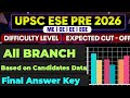 UPSC ESE 2026 🔴 BRANCH WISE ANALYSIS 🎯 Expected Cutoff 🎯 #upscese #upsc #ese #esemains 