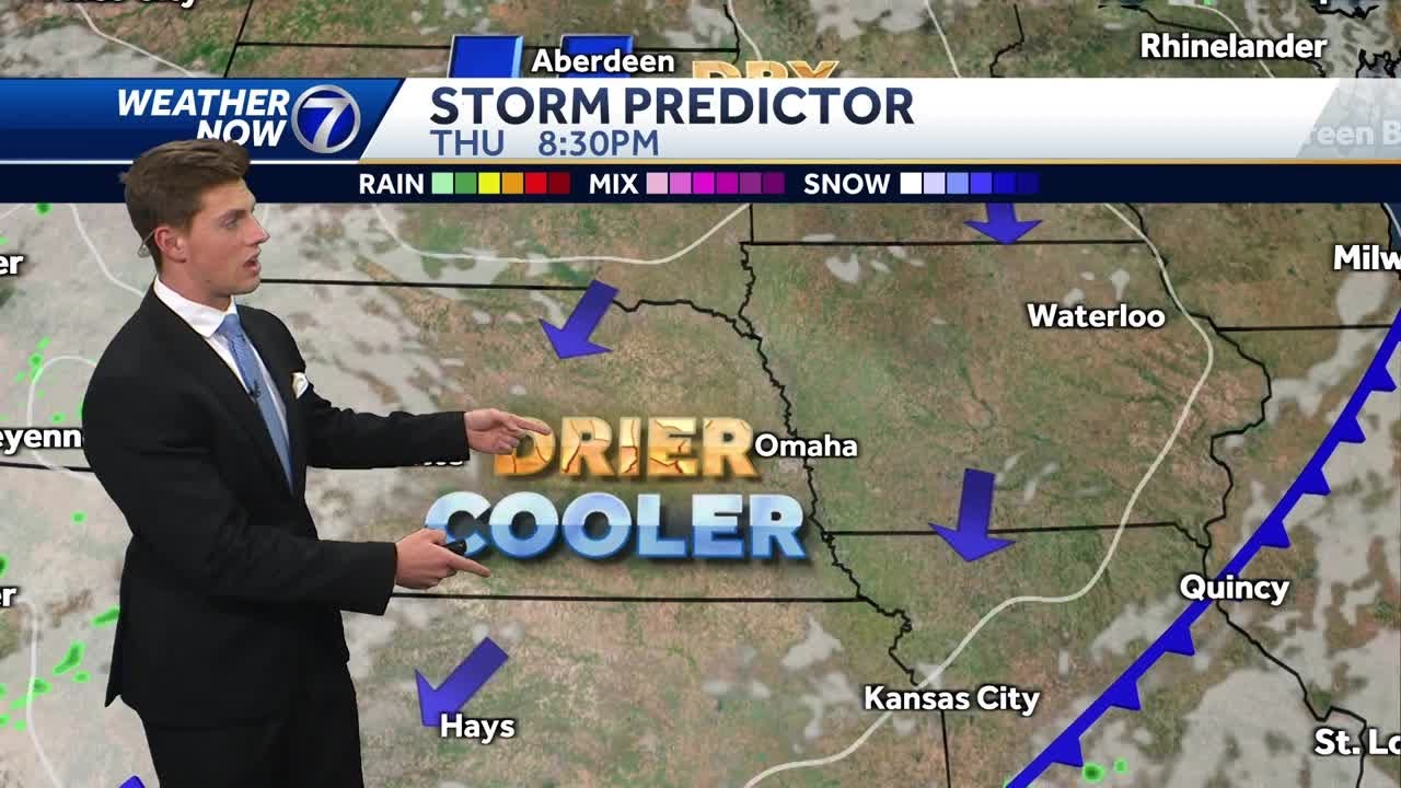 Cooler and drier air settling in tomorrow evening - YouTube