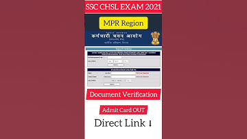 SSC CHSL 2021 Document Verification Date | Latest Update | SSC MPR Region DV 2021 Admit Card #shorts