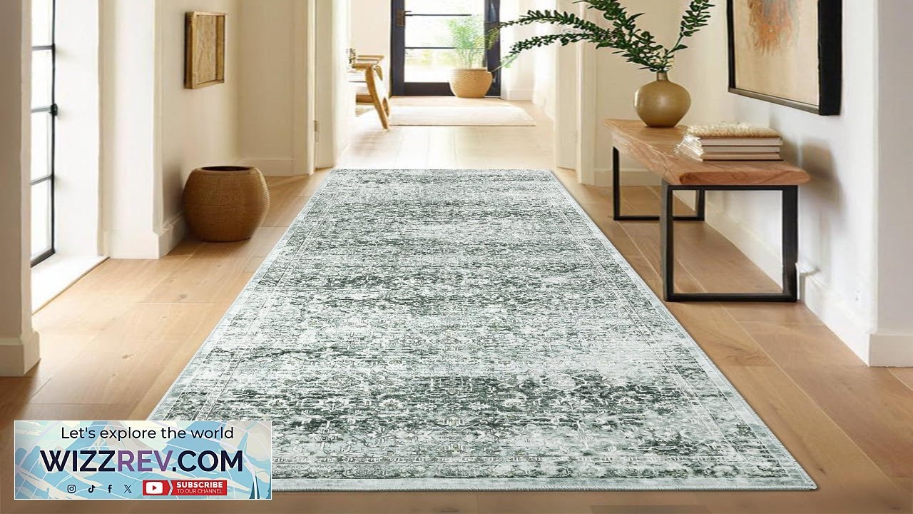 Коврик для прихожей Garvee 2x6 в стиле бохо, моющийся, нескользящий.