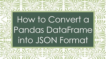 How to Convert a Pandas DataFrame into JSON Format