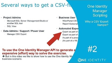 One Identity Manager | Scripting #2 | The API - Why a CSV Example