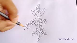 Hand Embroidery Bunch of Flowers All over Design Tutorial no-16, All over design Drawing Tutorial