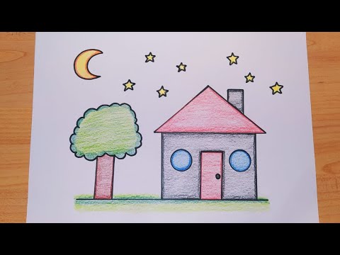 رسم للاطفال/رسم بيت سهل /رسم بيت للاطفال/ تعليم الرسم/ رسم وتلوين/رسم سهل/رسم  سهل للمبتدئين - YouTube