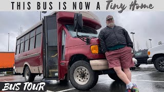 This Retired Man Has Been Living In a Self Converted Bus For The Past Year | TINY HOME BUS TOUR