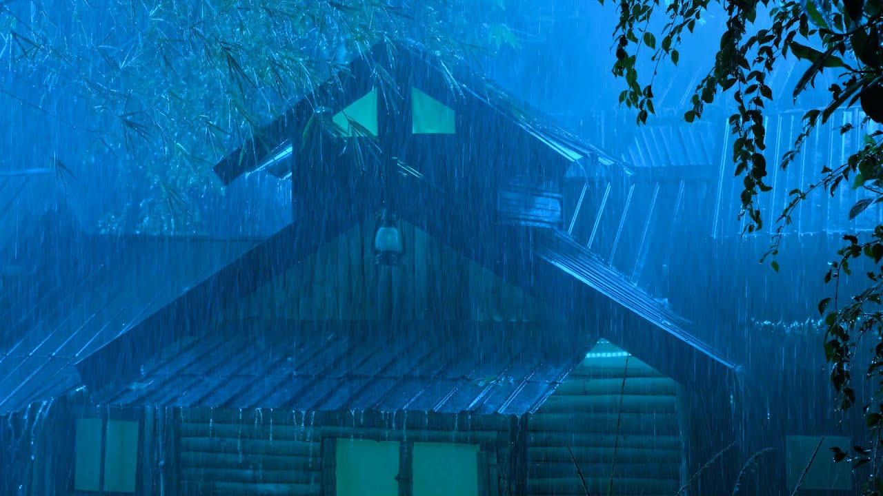 Stop Worrying & Sleeping Instantly | Heavy Rain Sounds on a Tin Roof at Night for Sleep
