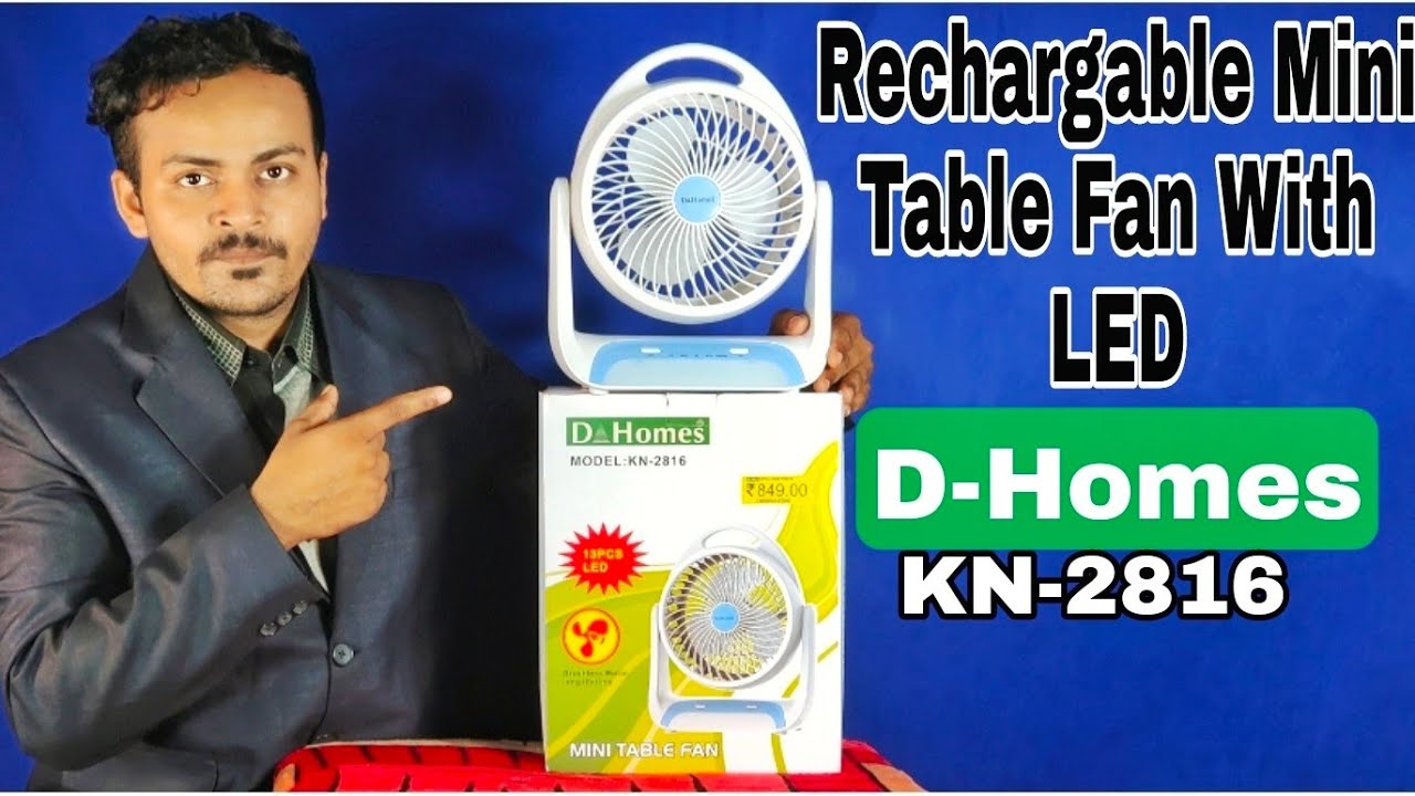 DHomes Rechargeble Fan With LED Light 5Hr Battery Backup Unboxing and