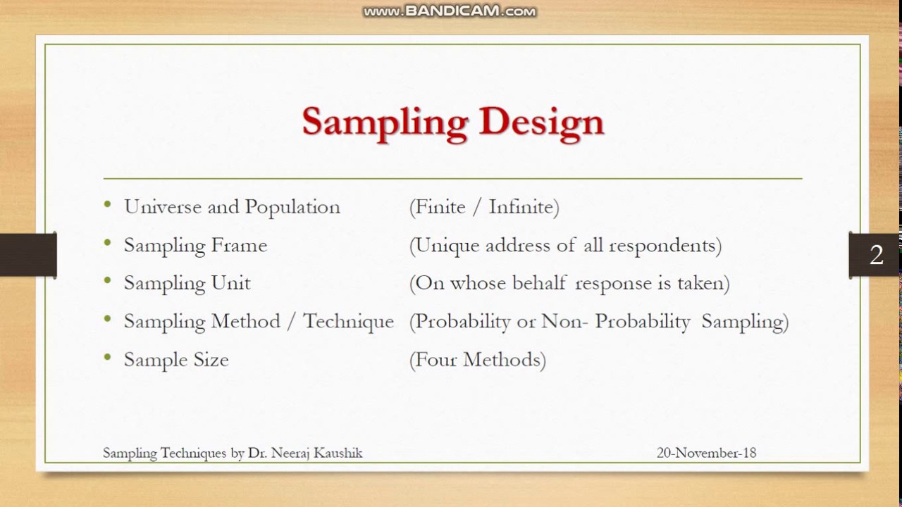 example of research sampling design