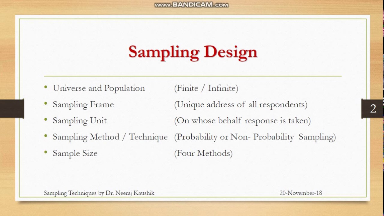 research of sampling design