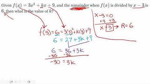 The Remainder Theorem | Solve for K when Given a Remainder Value | Synthetic Division | Polynomials