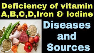 Vitamins | Vitamin A,B,C,D Iron & Iodine deficiency & diseases | Food sources | Healthy diet
