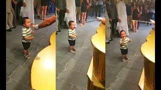 Kid Enjoys Turkish Ice Cream