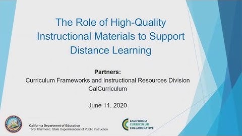 Distance Learning and Instructional Materials June 11, 2020
