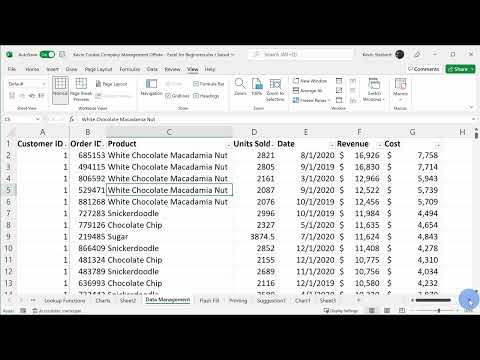 11-1. Adjust worksheet views: Freeze panes