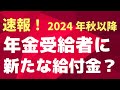 【超速報】2024年秋以降 年金受給者に新たな給付金? 低所得者世帯向け