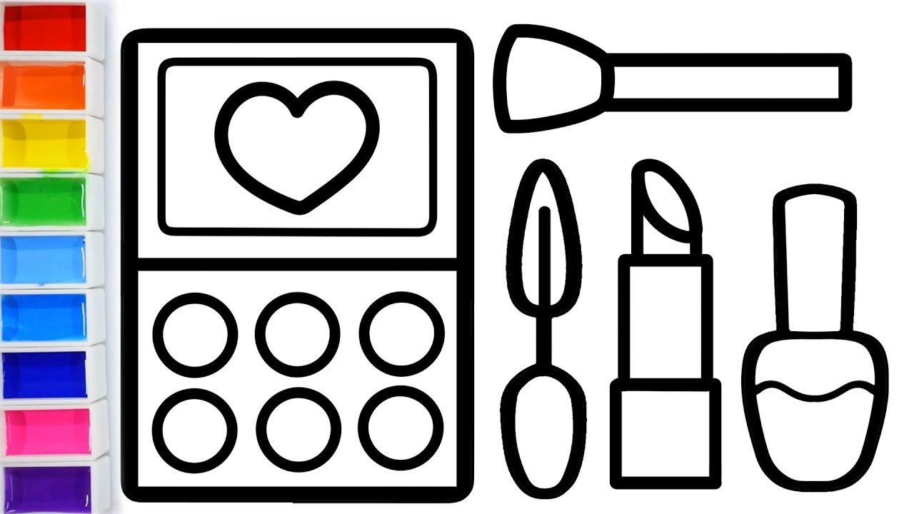 Black and white cosmetics and makeup set in line art style. Vector  illustration. 13021511 Vector Art at Vecteezy