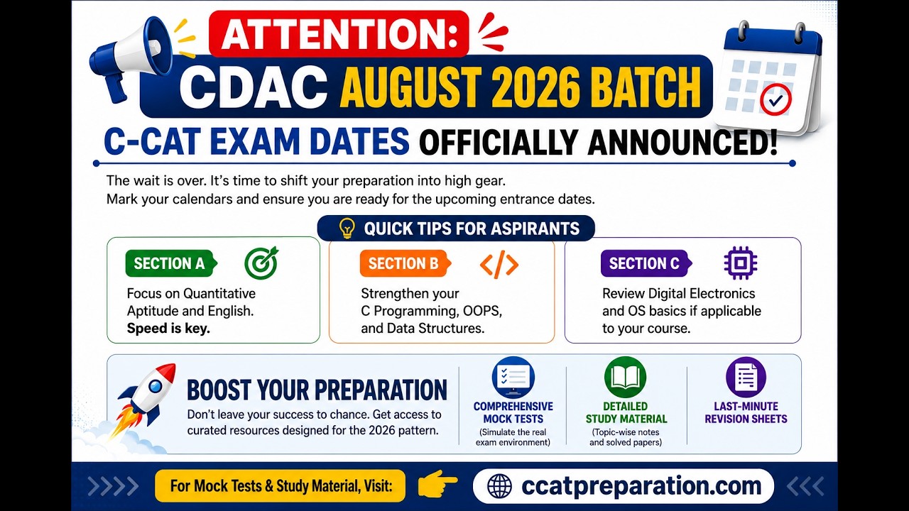 CDAC C-CAT August 2026 Exam Dates Announced 🔥 Preparation Tips + Study Resources