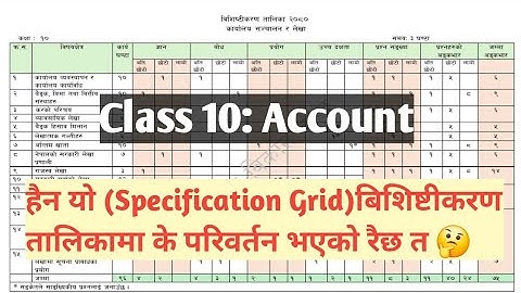 Class 10 काे Account बिषयकाे Specification Grid मा के परिवर्तन भएकाे रै छ त?🤔