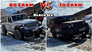Sliding Cars on Black Ice in Spiti | Thar, Fortuner, Endeavour, Rubicon on dangerous black ice track