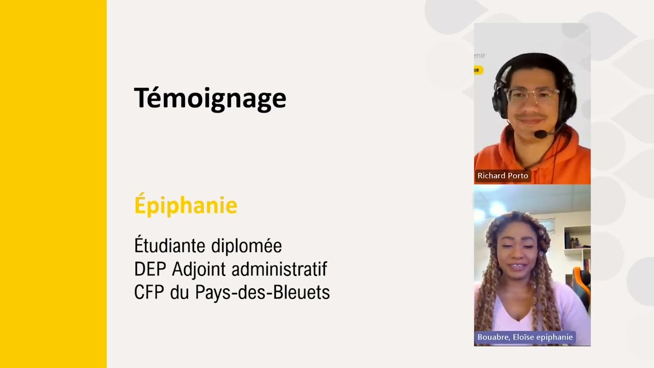Témoignage d'Épiphanie, ivoirienne diplômée en DEP Adjointe administrative au Québec