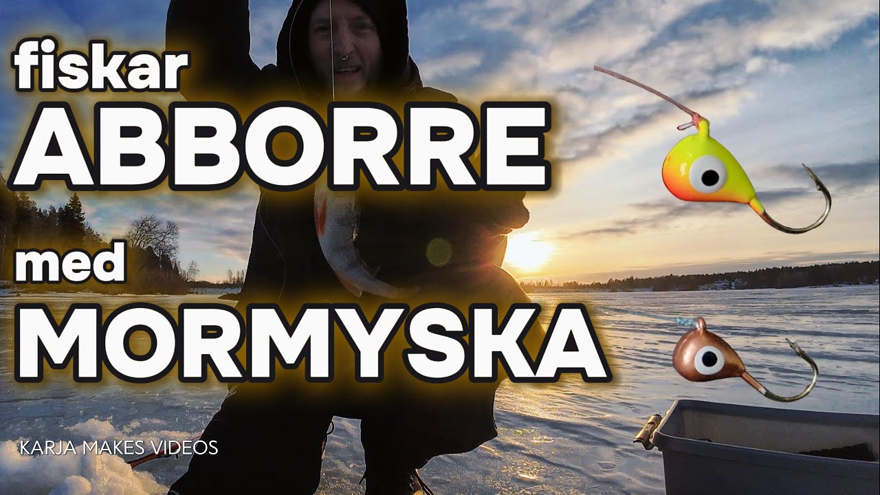 FISKE - Testar mormyska - hittar ABBORRAR - Isfiske Alderholmen