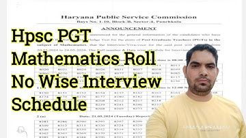 HPSC PGT Mathematics Roll Wise Interview Schedule 2024 / HPSC PGT Math new update today / hpsc news