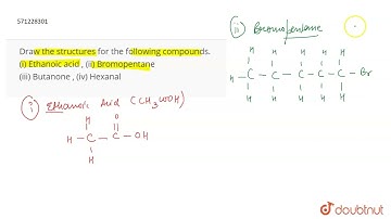 Draw the structures for the following compounds. (i) Ethanoic acid , (ii) Bromopentane (iii) But...