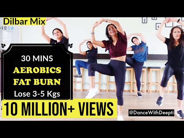 Burn Arm + Leg + Belly Fat - 30mins Aerobics Workout | Dilbar Mix #dancewithdeepti class=