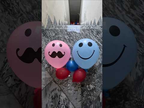 POV: Sky Blue Smiley Balloon VS Pink Mustache Balloon 💦🎈 | ASMR Satisfaction in 4K