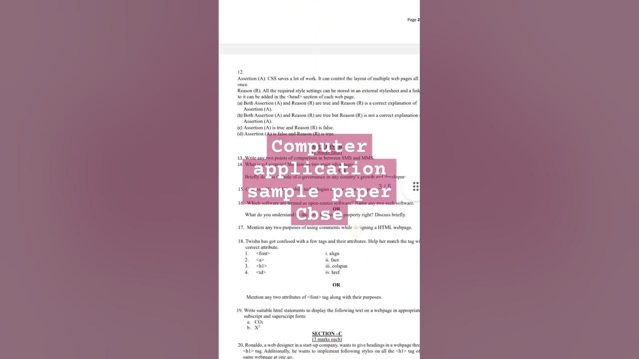  shorts cbse class 10 computer application code 165 cbse sample paper