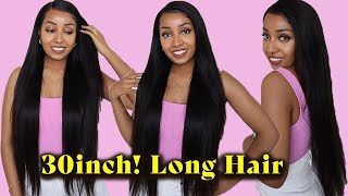 🔥 30-inch Long Straight Hair!🔥 Styling and Install (Megalook hair)